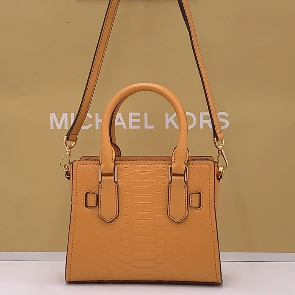 Michael Kors HAMILTON XSMALL  Snake Embossed SATCHEL CROSSBODY BAG CIDER COLOR